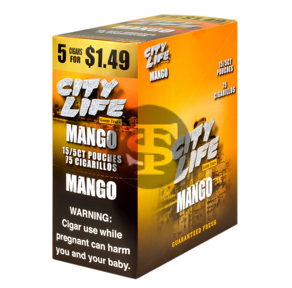 City Life Cigarillos 5 for $1.49 Mango 15 Packs of 5
