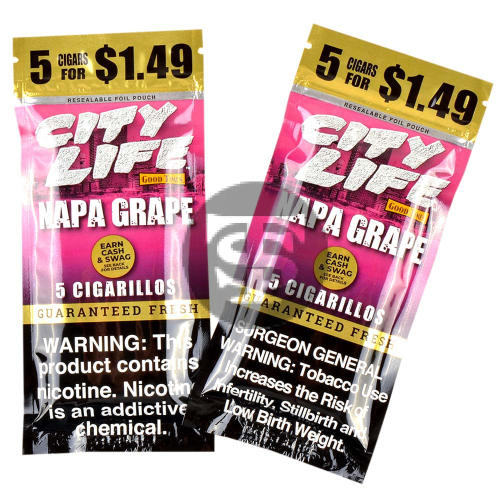 City Life Cigarillos 5 for $1.49 Napa Grape 15 Packs of 5