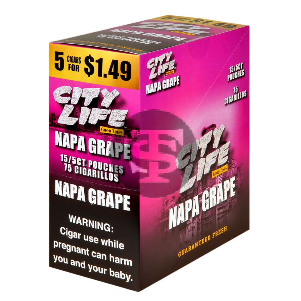 City Life Cigarillos 5 for $1.49 Napa Grape 15 Packs of 5