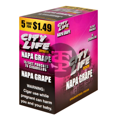 City Life Cigarillos 5 for $1.49 Napa Grape 15 Packs of 5