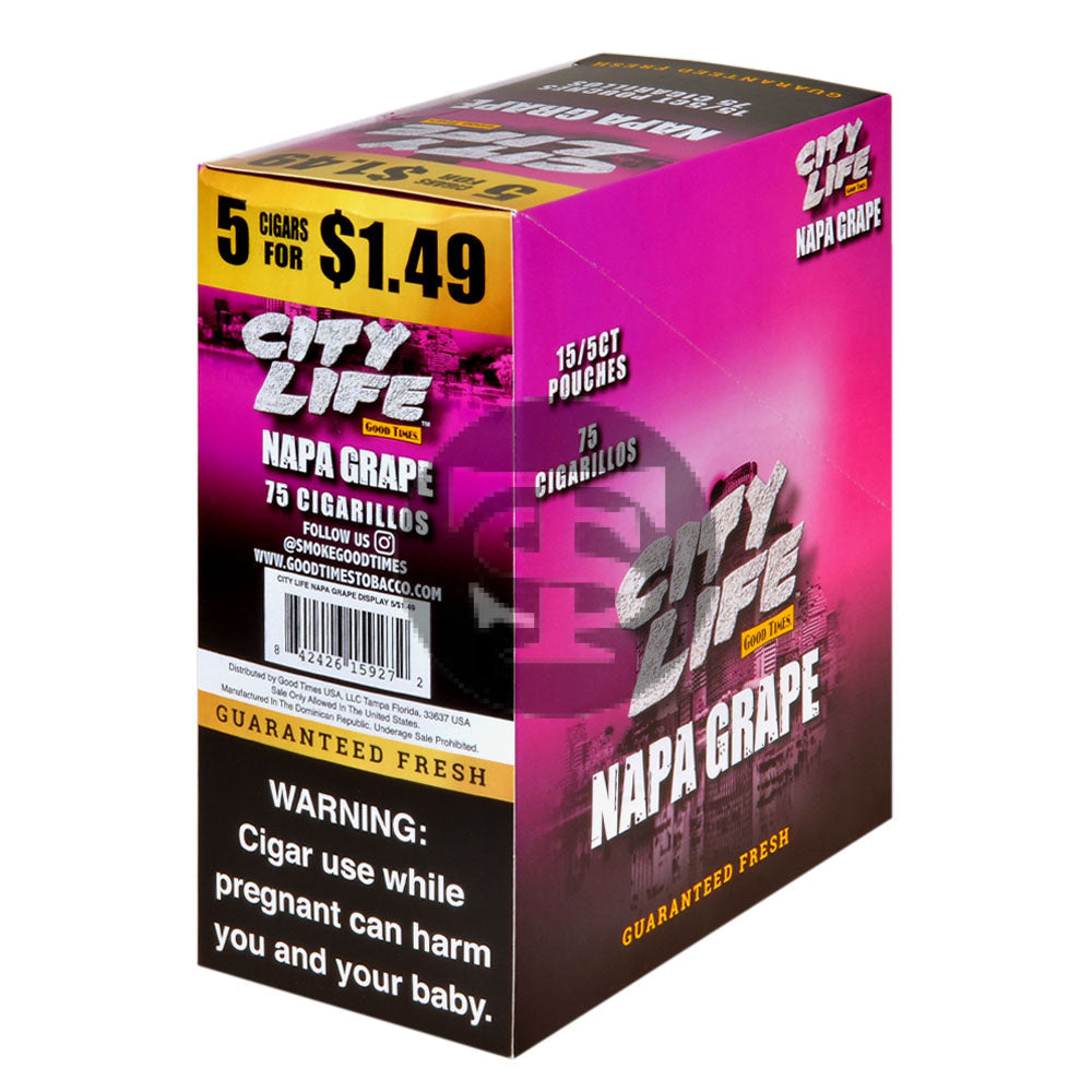 City Life Cigarillos 5 for $1.49 Napa Grape 15 Packs of 5