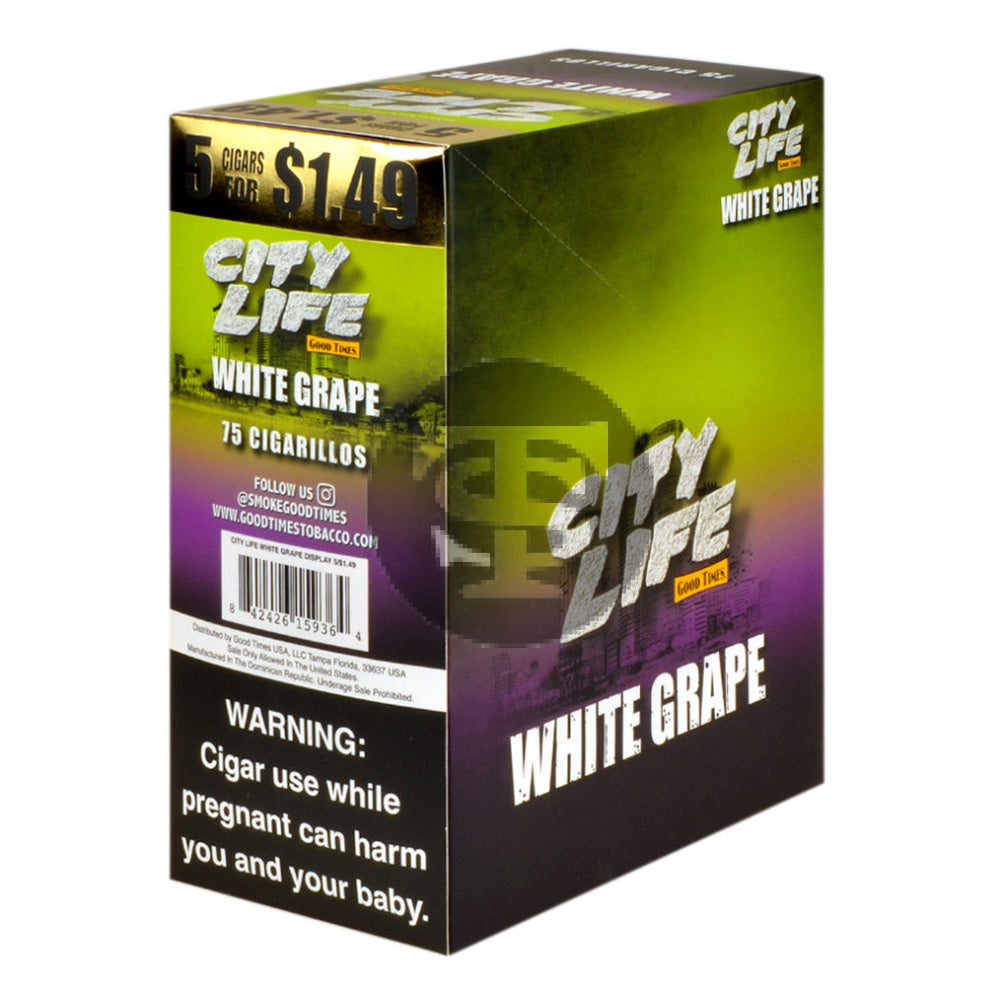 City Life Cigarillos 5 for $1.49 White Grape 15 Packs of 5