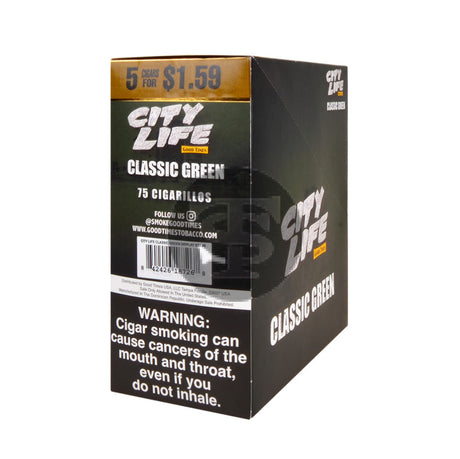 City Life Cigarillos 5 for $1.59 Classic Green 15 Packs of 5