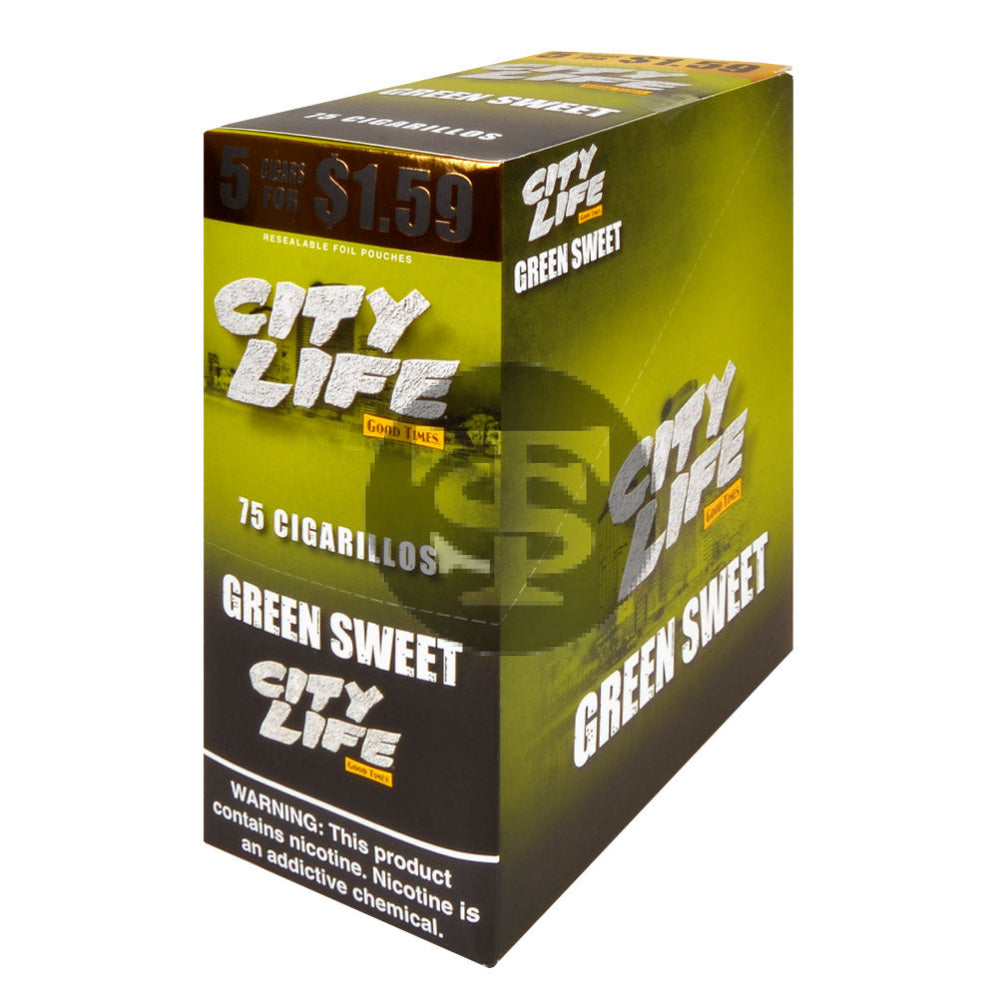 City Life Cigarillos 5 for $1.59 Green Sweet 15 Packs of 5