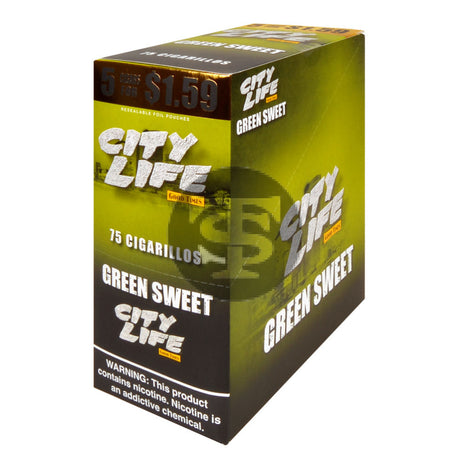 City Life Cigarillos 5 for $1.59 Green Sweet 15 Packs of 5