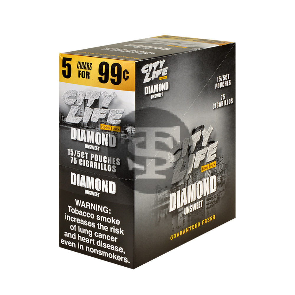 City Life Cigarillos 5 for 99 Cents Diamond 15 Packs of 5