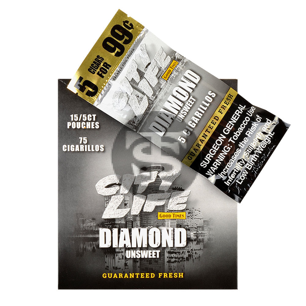 City Life Cigarillos 5 for 99 Cents Diamond 15 Packs of 5