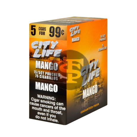 City Life Cigarillos 5 for 99 Cents Mango 15 Packs of 5 1