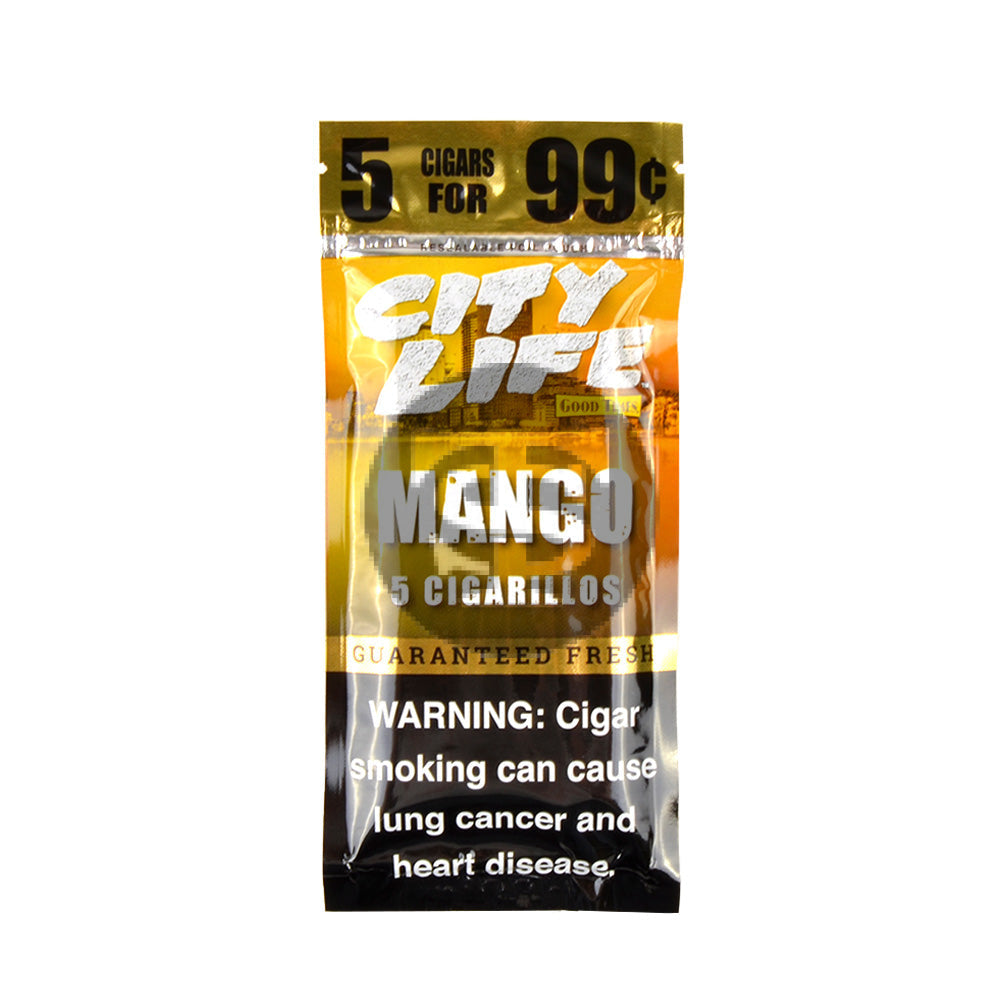 City Life Cigarillos 5 for 99 Cents Mango 15 Packs of 5 3