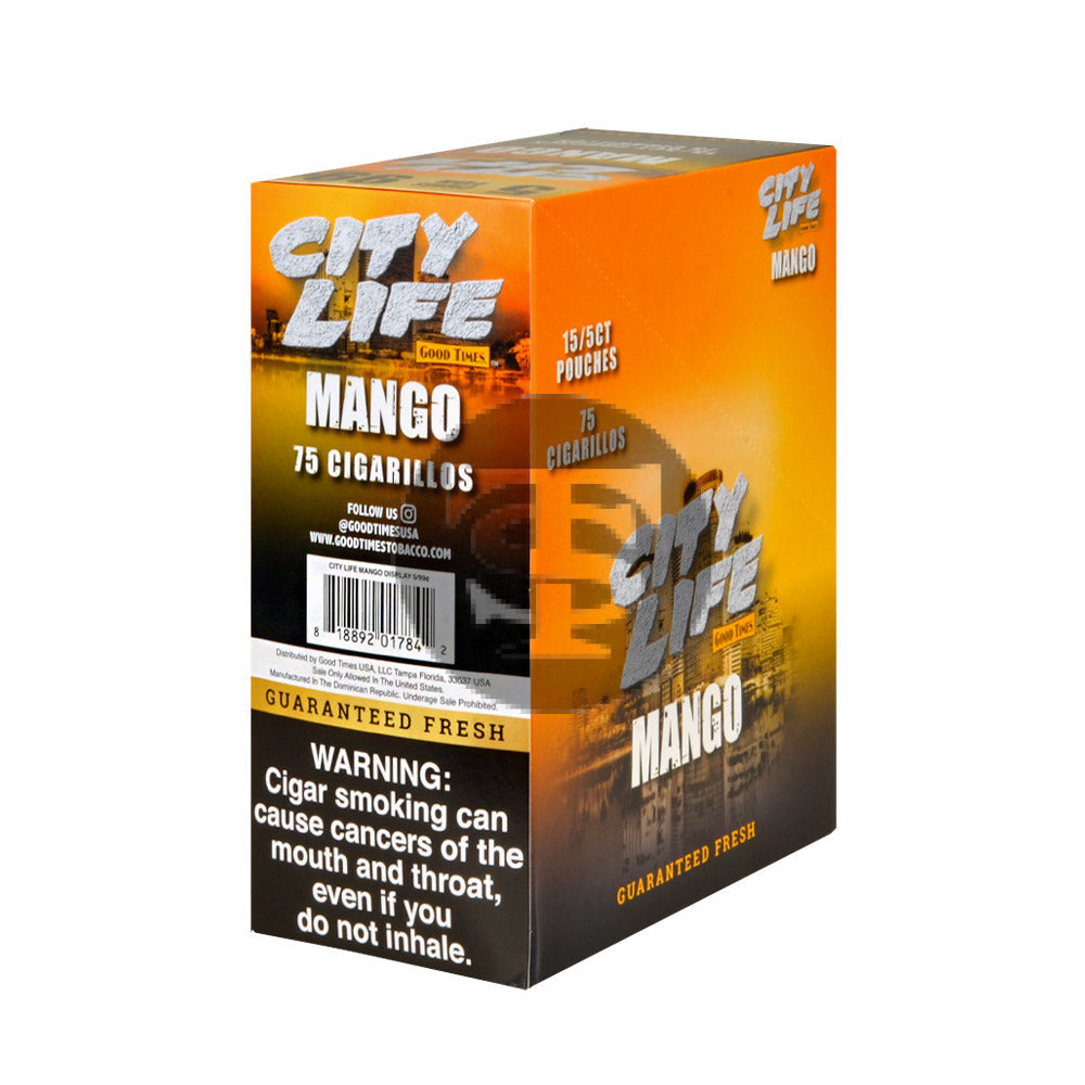 City Life Cigarillos 5 for 99 Cents Mango 15 Packs of 5 2