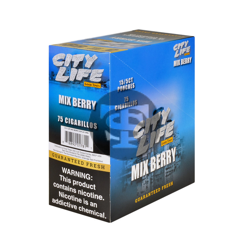 City Life Cigarillos 5 for 99 Cents Mixed Berry 15 Packs of 5