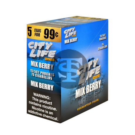 City Life Cigarillos 5 for 99 Cents Mixed Berry 15 Packs of 5
