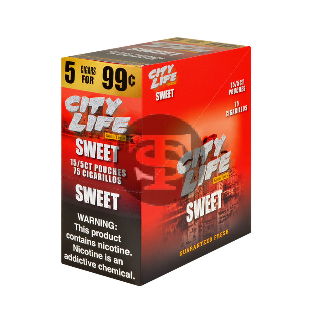 City Life Cigarillos 5 for 99 Cents Sweet 15 Packs of 5