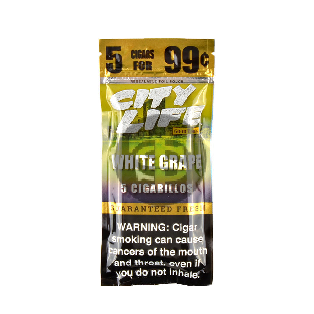 City Life Cigarillos 5 for 99 Cents White Grape 15 Packs of 5 3