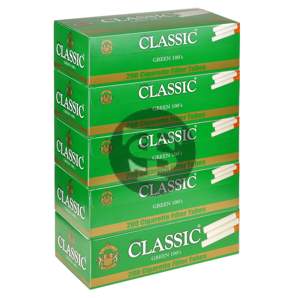 Classic Filter Tubes 100mm Menthol (Green) 5 Cartons of 200 1