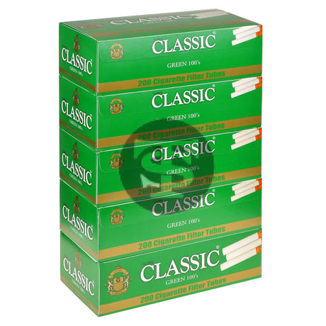 Classic Filter Tubes 100mm Menthol (Green) 5 Cartons of 200 1