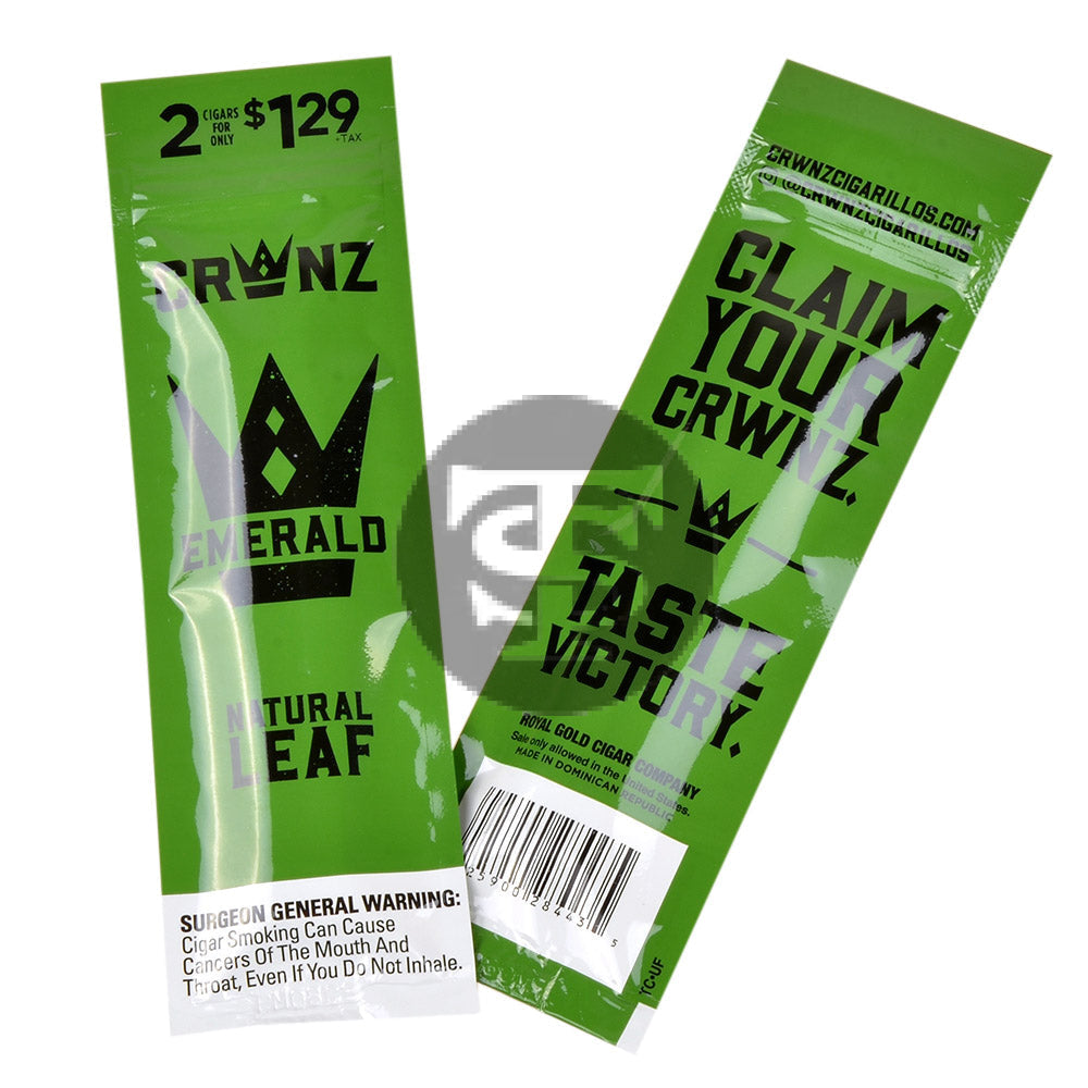 Crwnz Natural Leaf Emerald Cigarillos, Pre-Priced $1.29 Tobacco Stock Crwnz Natural Leaf Emerald Cigarillos, Pre-Priced $1.29 Tobacco Stock