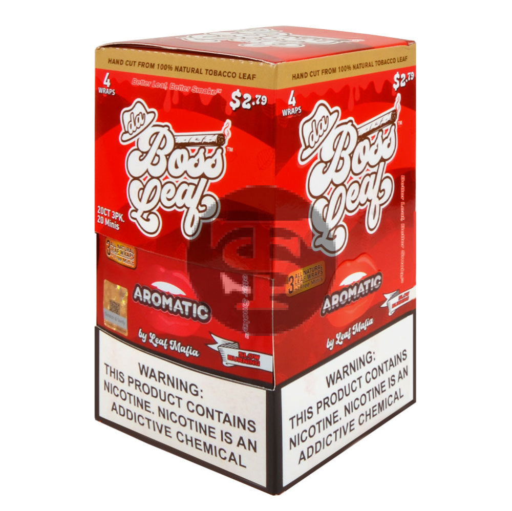 Da Boss $2.79 pre-price Aromatic Leaf Wraps 20 packs of 4 – Tobacco Stock