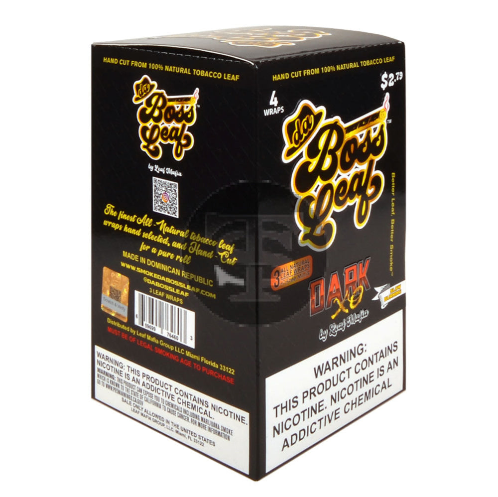 Da Boss $2.79 pre-price Dark XO Leaf Wraps 20 packs of 4 – Tobacco Stock