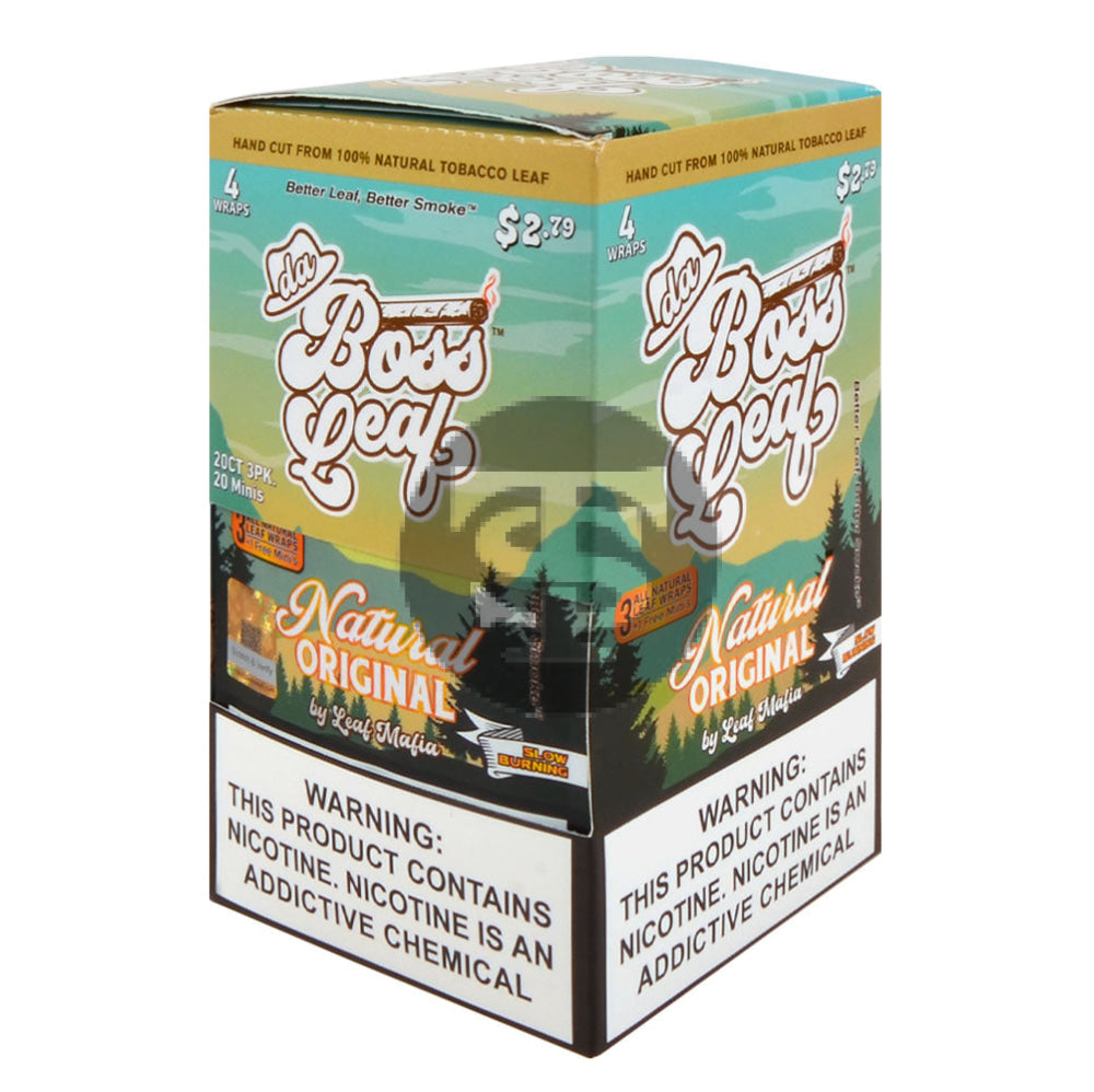Da Boss $2.79 pre-price Natural Leaf Wraps 20 packs of 4 – Tobacco Stock