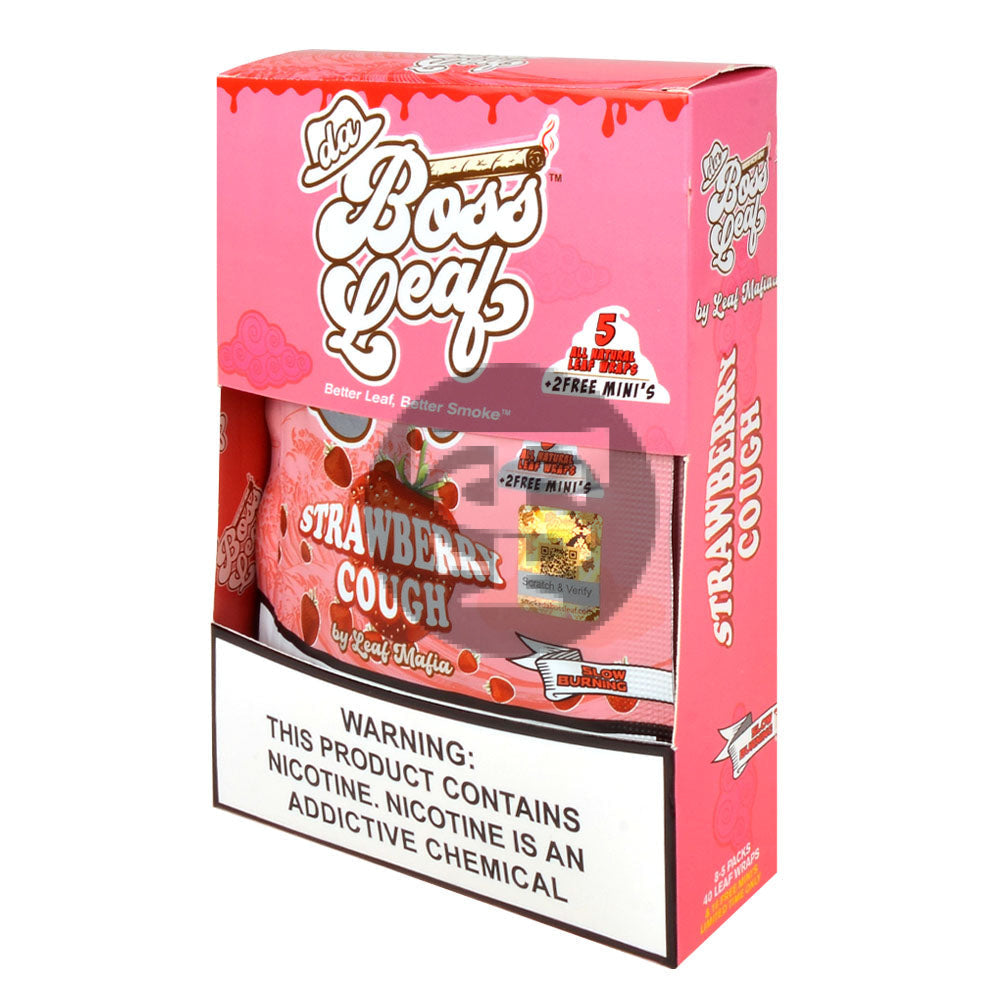Da Boss Strawberry Cough Leaf Wraps 8 packs of 5 – Tobacco Stock