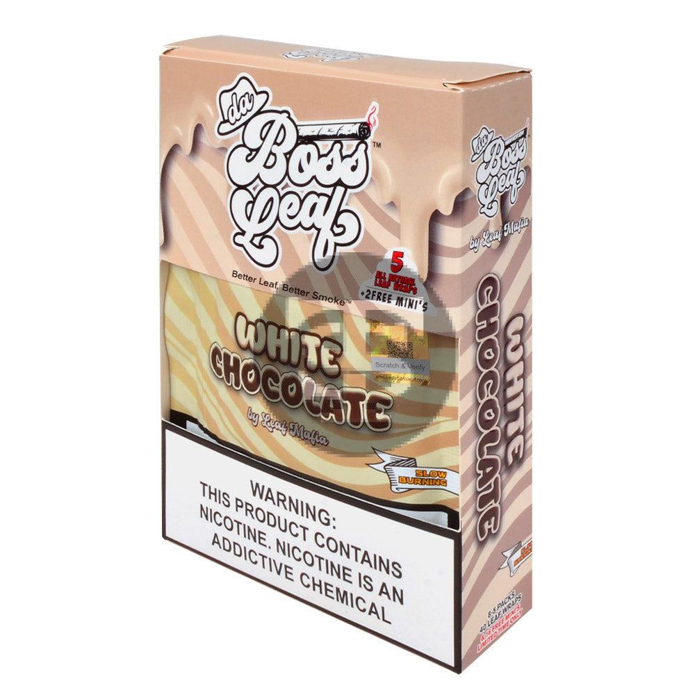 white chocolate tobacco wraps Da Boss White Chocolate Leaf Wraps 8 packs of 5 – Tobacco Stock
