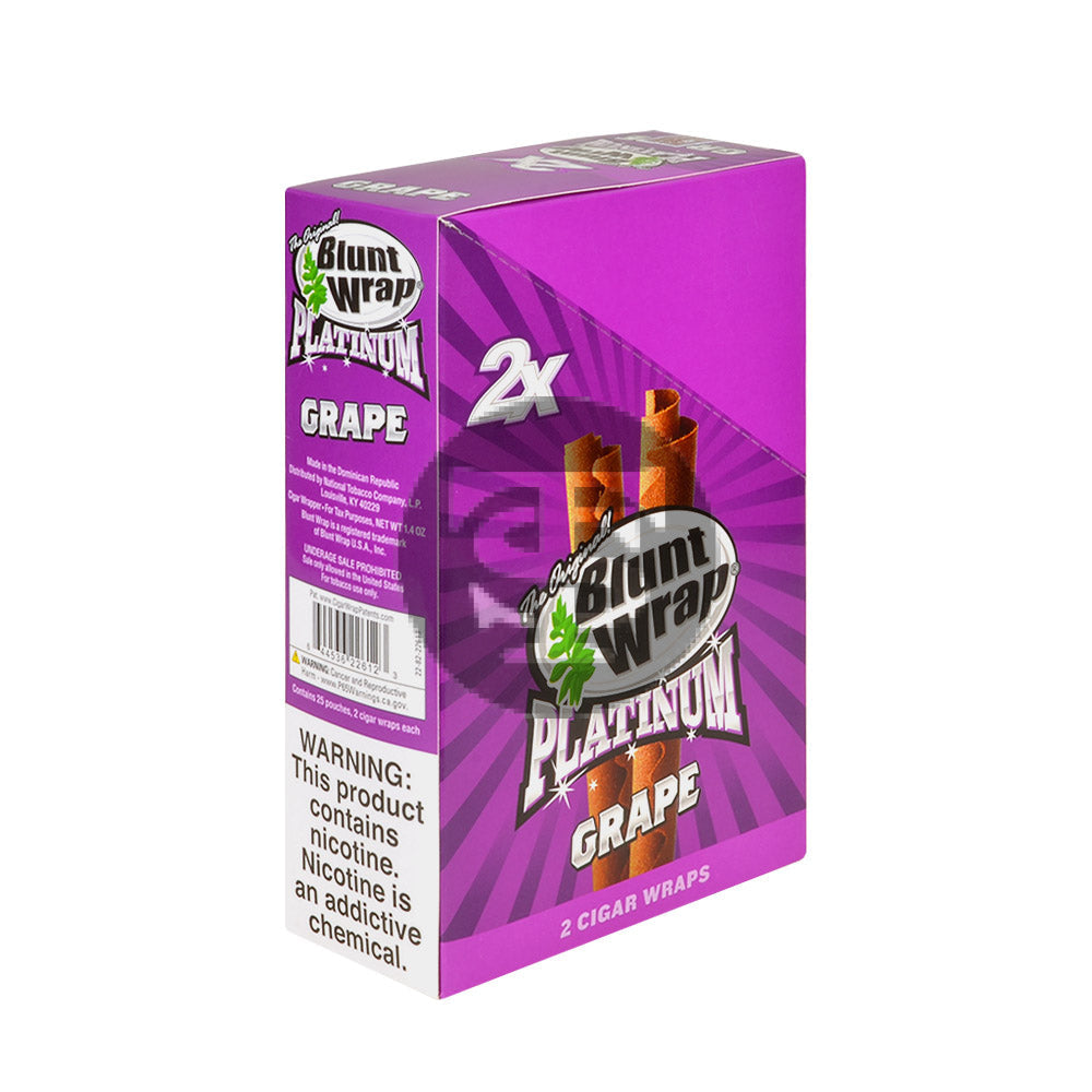 Double Platinum Grape Wraps 25 Pouches of 2 Tobacco Stock Double Platinum Grape Wraps 25 Pouches of 2 Tobacco Stock