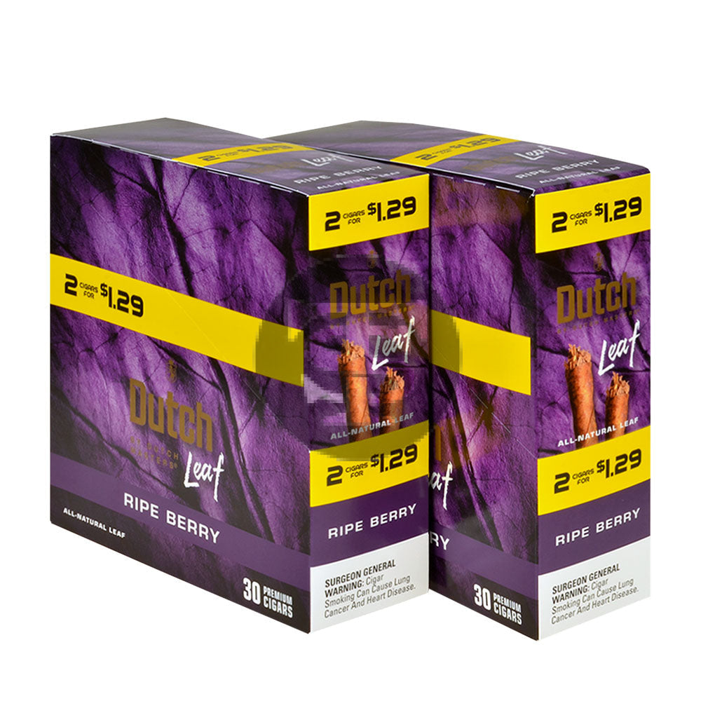 Dutch Leaf 2 For $1.29 Cigarillos 30 Packs of 2 Ripe Berry