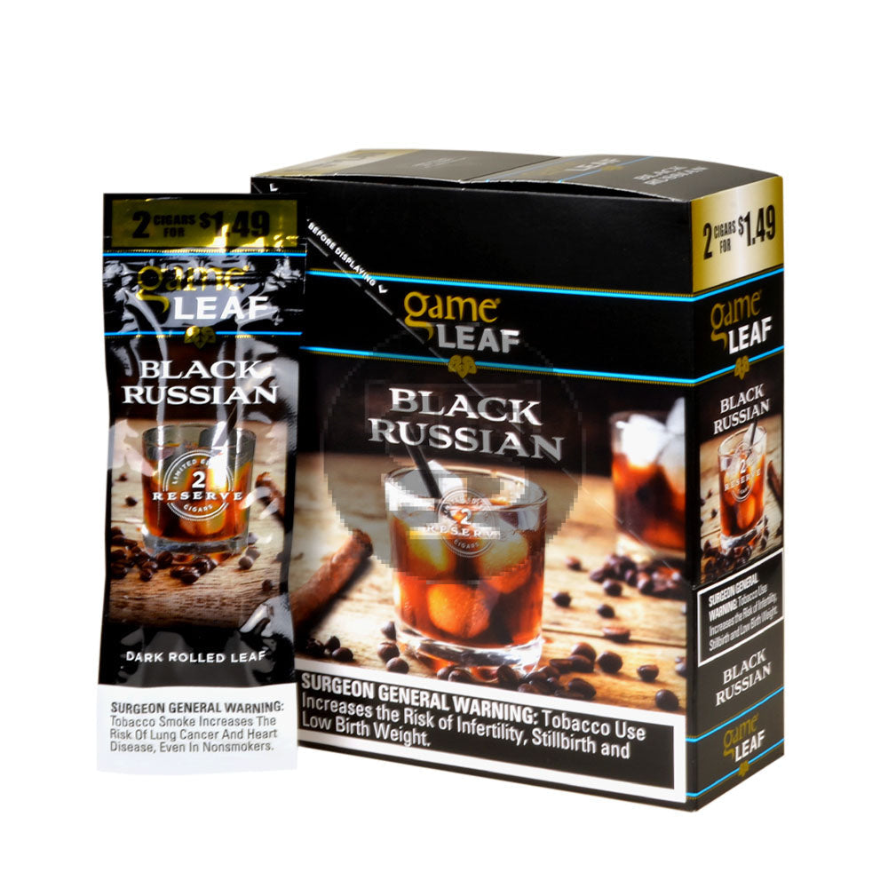 Game Leaf Black Russian Cigarillos 2 for $1.49 15 Pouches of 2