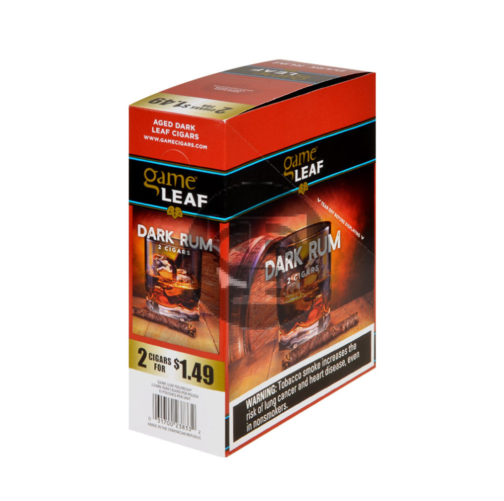 Game Leaf Dark Rum Cigarillos 2 for $1.49 15 Pouches of 2