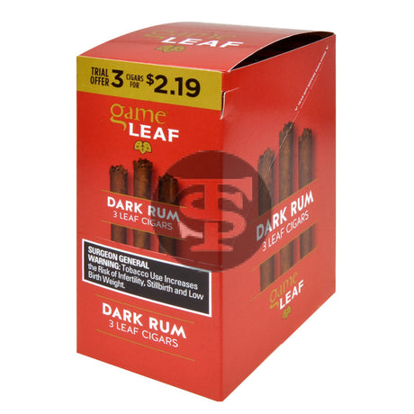 Game Leaf Dark Rum Cigarillos 3 for $2.19 10 Pouches of 3