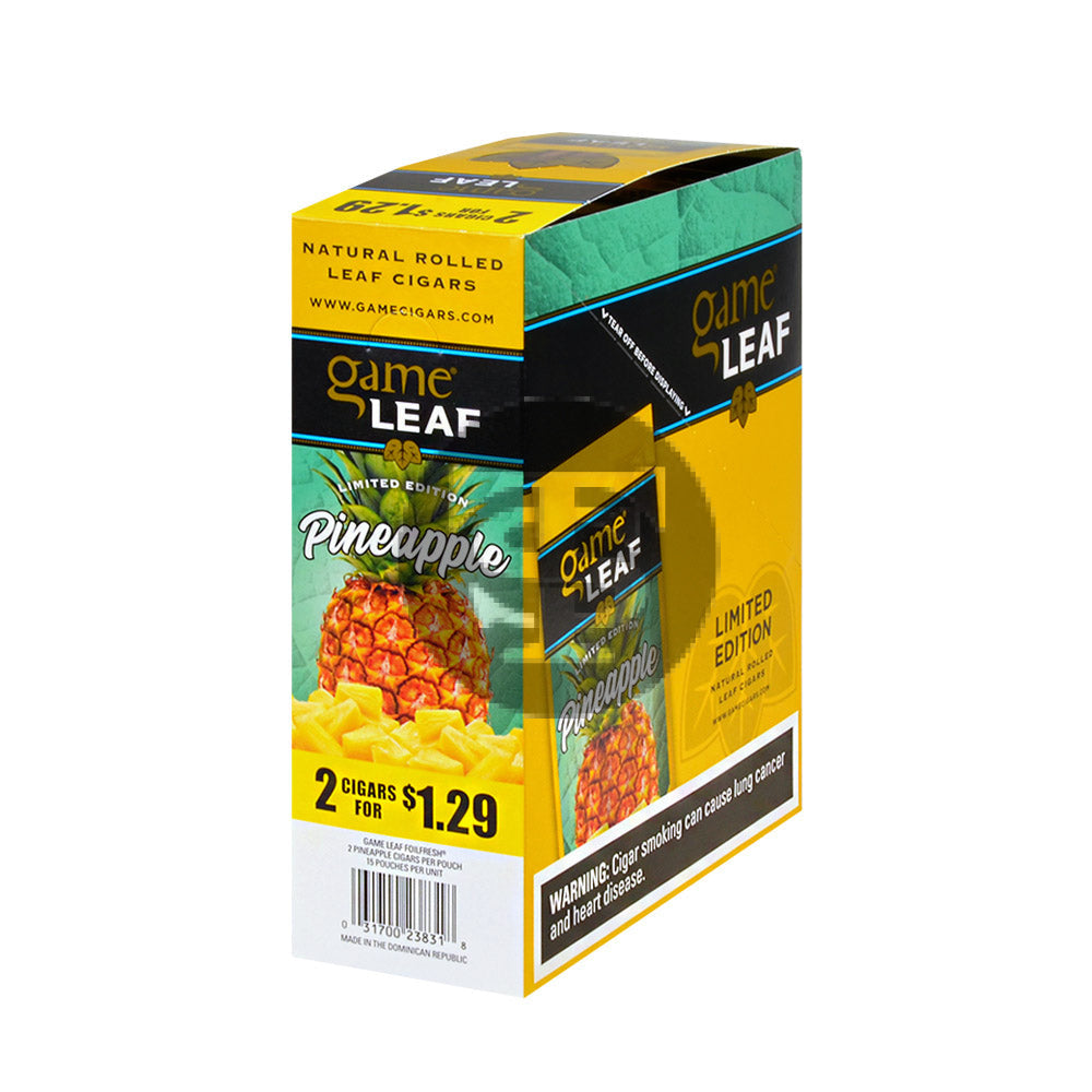 Game Leaf Pineapple Cigarillos 2 for $1.29 Cents 15 Pouches of 2 2