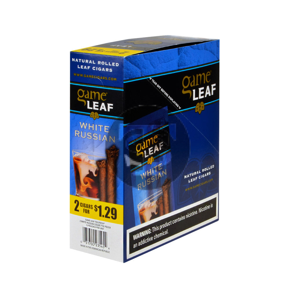 game tobacco flavors Game Leaf White Russian 1.29 Cigarillos 15 Pouches of 2 – Tobacco Stock