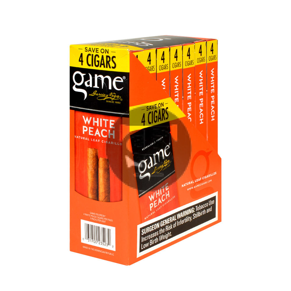 Game Vega Cigarillos 7 Packs of 4 White Peach