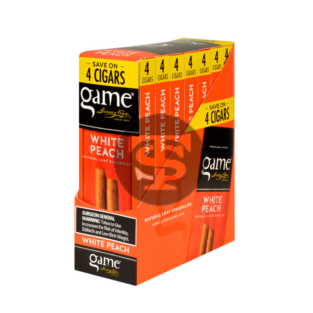 Game Vega Cigarillos White Peach Foil 2 for 99¢ | 30 Pouches of 2