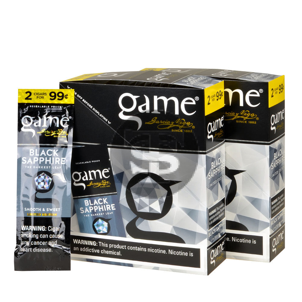 Game Vega Cigarillos Black Sapphire Foil 2 for 99 Cents 30 Pouches of 2