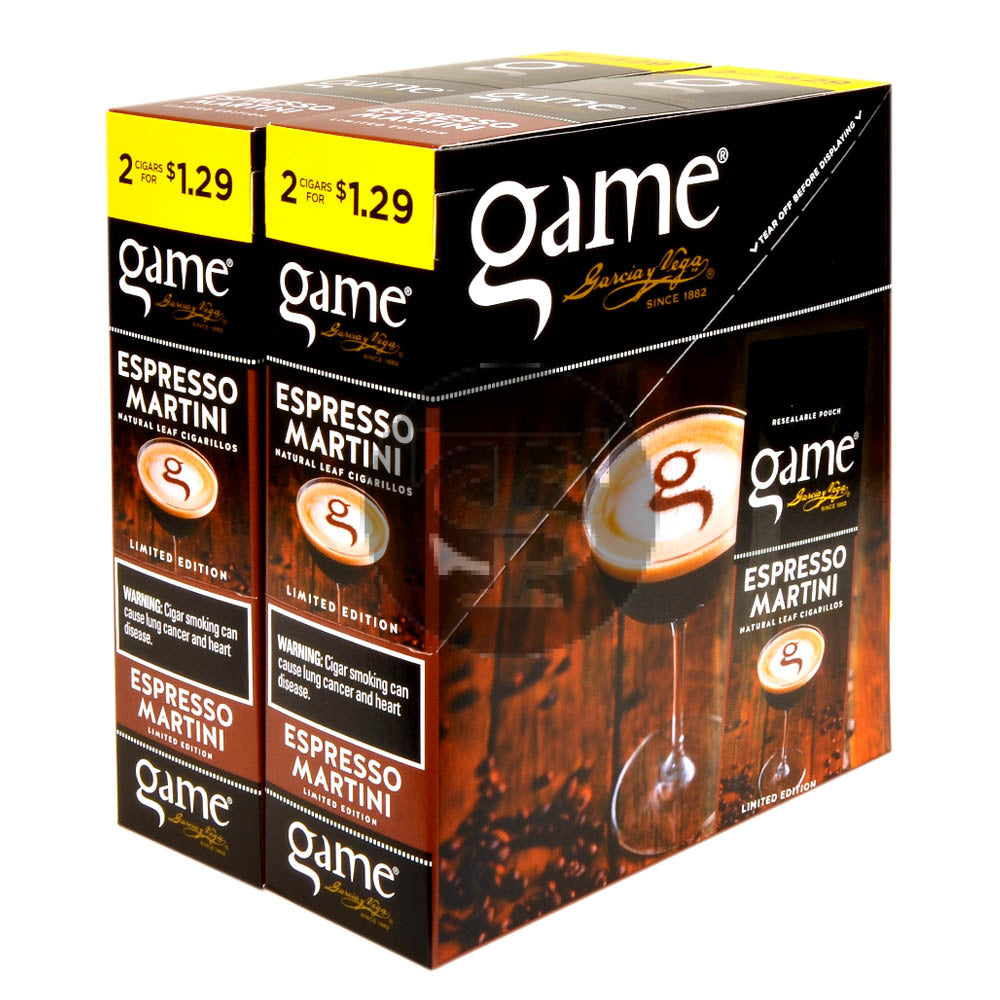 Game Vega Cigarillos Espresso Martini Foil 2 for $1.29 30 Pouches of 2