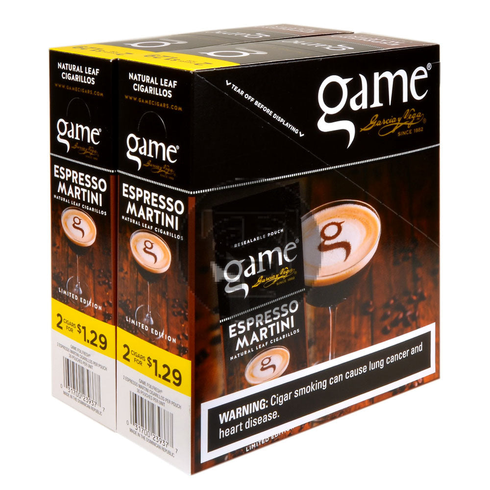 Game Vega Cigarillos Espresso Martini Foil 2 for $1.29 30 Pouches of 2
