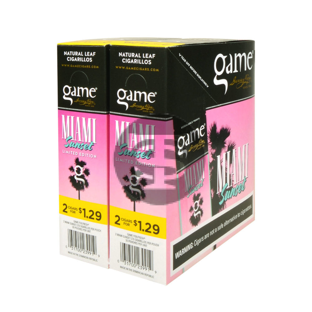 Game Vega Cigarillos Miami Sunset Foil 2 for $1.29 30 Pouches of 2