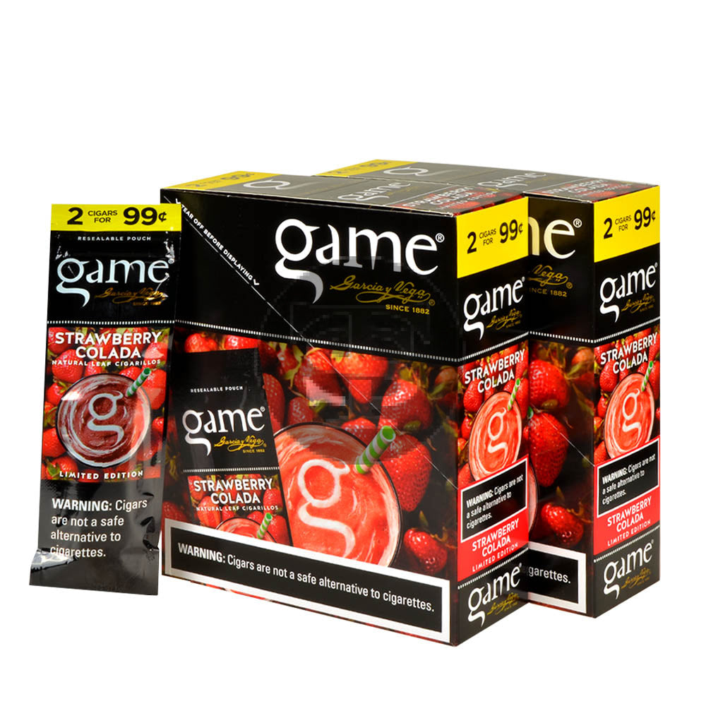 Game Vega Cigarillos Strawberry Colada Foil 2 for 99 Cents 30 Pouches of 2