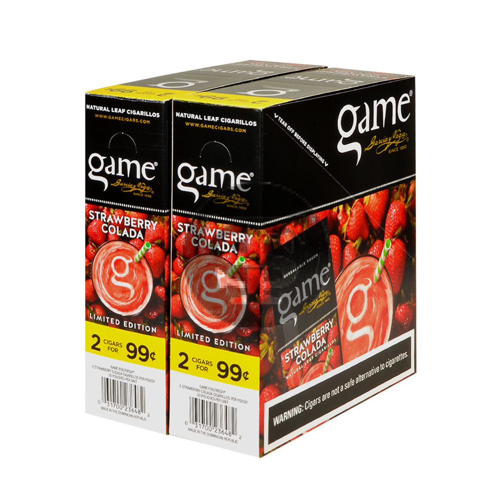 Game Vega Cigarillos Strawberry Colada Foil 2 for 99 Cents 30 Pouches of 2