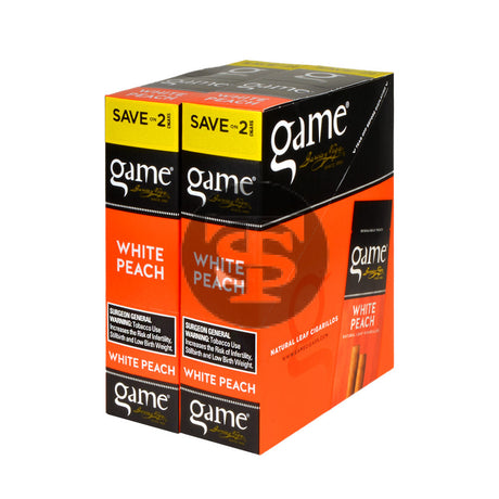 Game Vega Cigarillos White Peach Foil 30 Pouches of 2 1