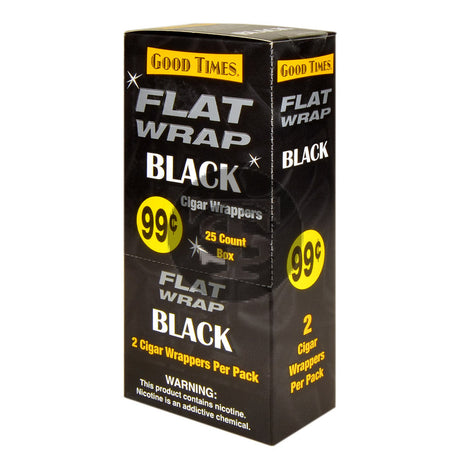 Good Times Black Flat Wraps Pre Priced 25 Pouches of 2