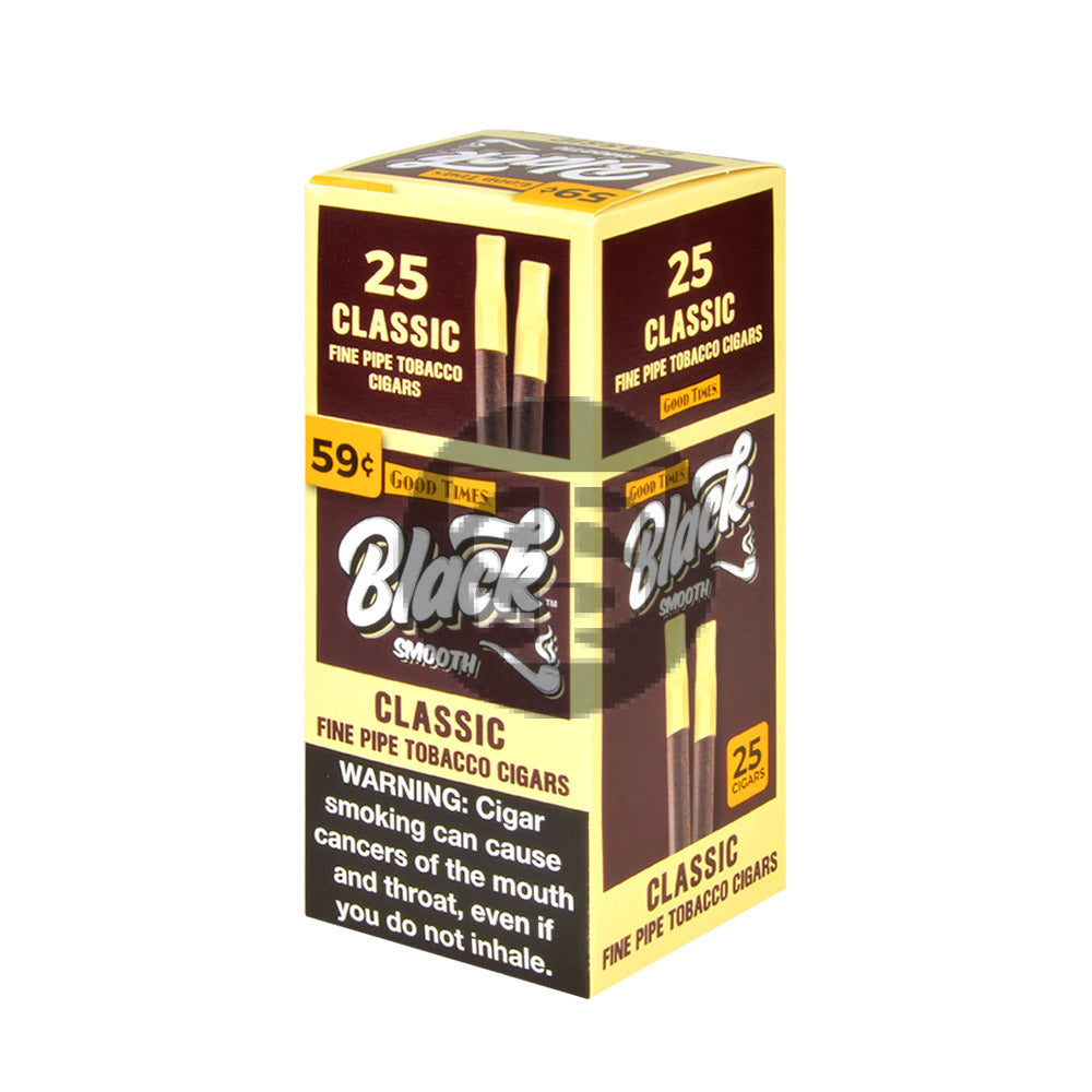 25 to buy tobacco Good Times Black & Smooth Cigars 59 Cents Box of 25 Classic – Tobacco Stock