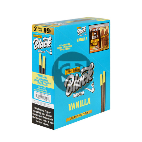 Good Times Black & Smooth Tipped Cigarillos 2/99 Cents 15 Pouches of 2 Vanilla