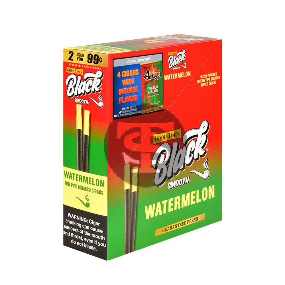 Good Times Black & Smooth Tipped Cigarillos 2/99 Cents 15 Pouches of 2 Watermelon