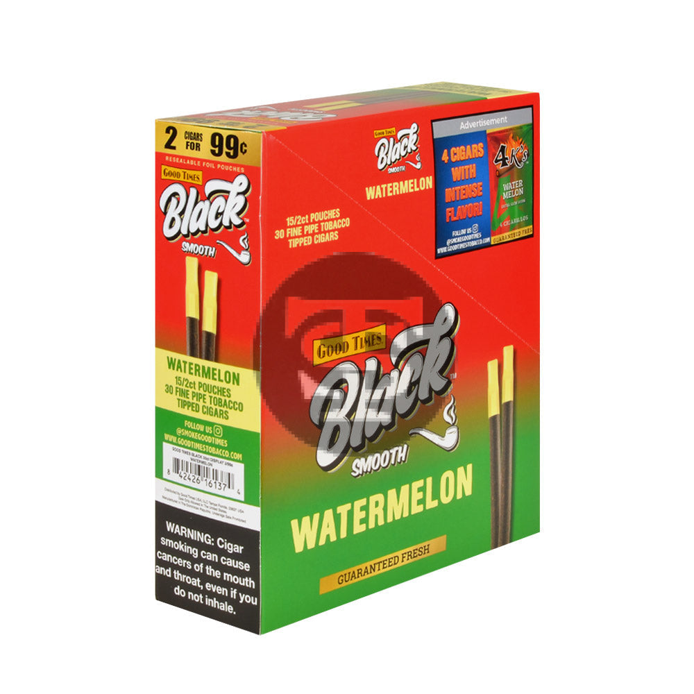 Good Times Black & Smooth Tipped Cigarillos 2/99 Cents 15 Pouches of 2 Watermelon