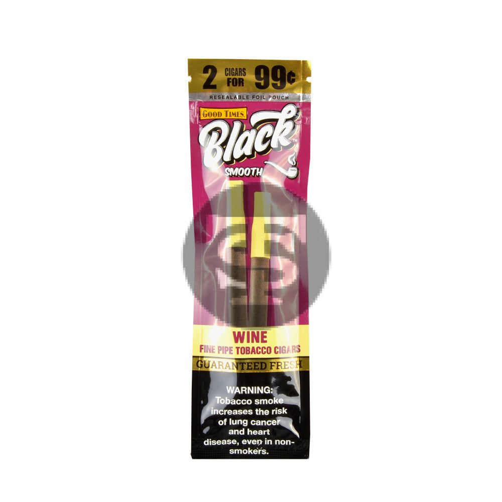 Good Times Black & Smooth Tipped Cigarillos 2/99 Cents 15 Pouches of 2 Wine