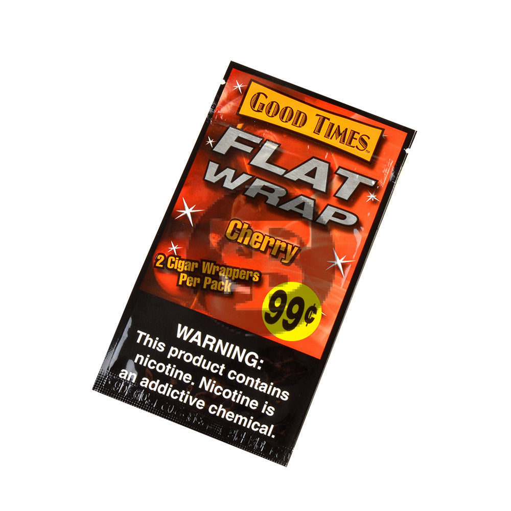 Good Times Cherry Flat Wraps | Pre Priced | 25 Pouches of 2