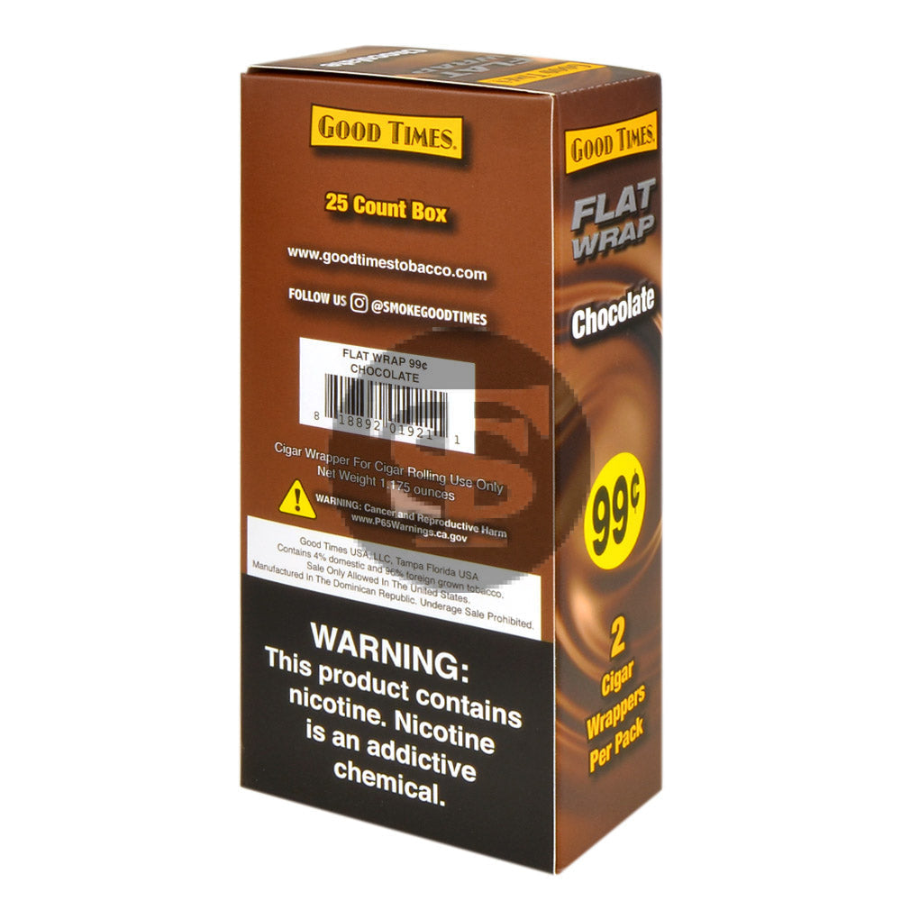 Good Times Chocolate Flat Wraps Pre Priced 25 Pouches of 2